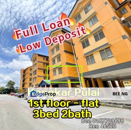 Pangsapuri Jentayu Kangkar Pulai 1st floor 3bedroom Full Loan  Cash Back , Johor, Kangkar Pulai