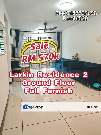 Larkin Residence 2 Ground Floor 3+1bedroom Fully Furnished For Sale , Johor, Johor Bahru