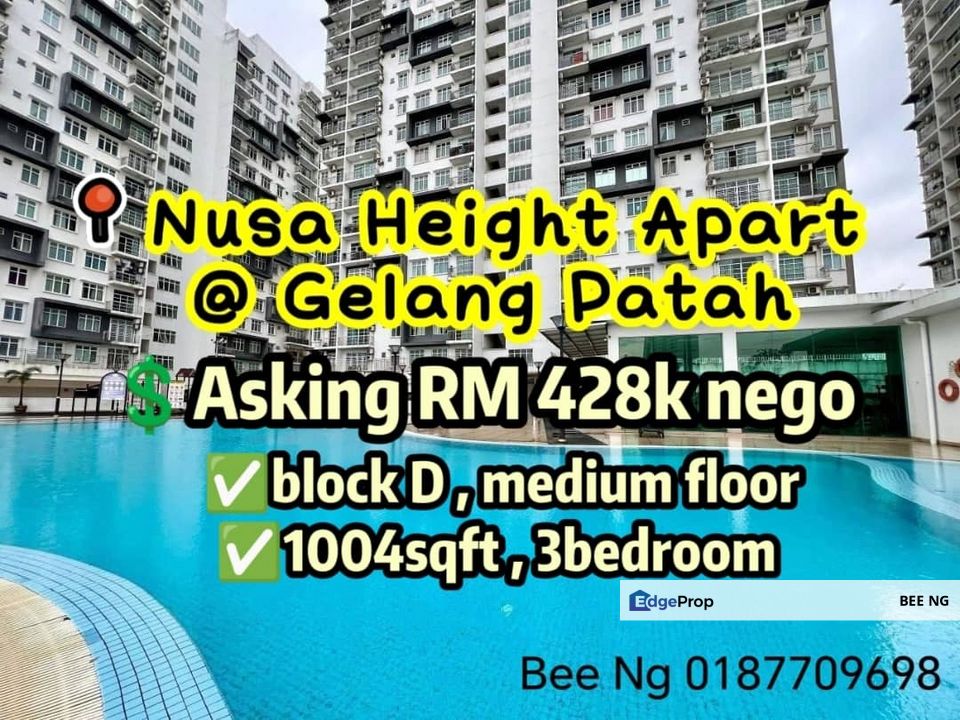 Nusa Height Apartment / Gelang Patah / 3bedroom / Full Loan / Low deposit, Johor, Gelang Patah