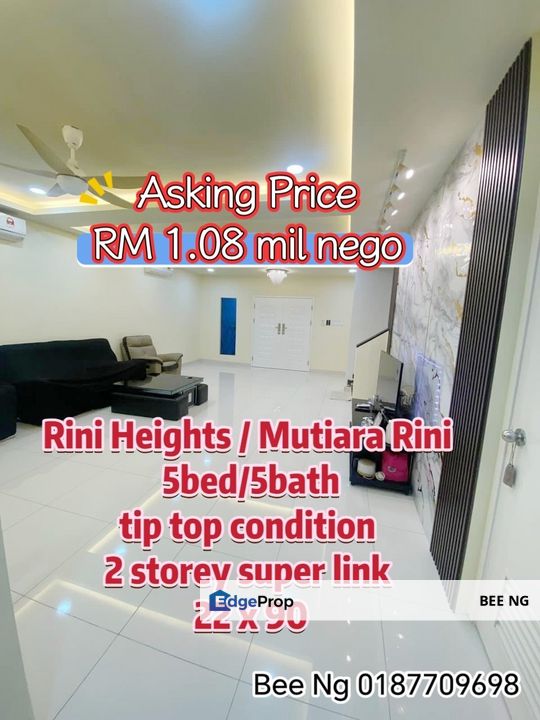 Rini Heights 2 stoeey super link terrace tiptop condition for sale , Johor, Skudai