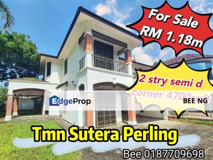 Perling Taman Sutera Jalan Sutera Jingga 2 Storey Semi D 4700 sqft Corner Lot , Johor, Johor Bahru