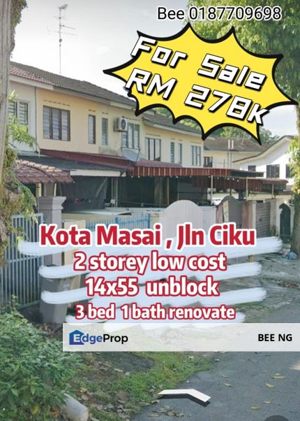 Taman Kota Masai Jalan Ciku 2 Storey Low Cost Unblock Good Condition , Johor, Pasir Gudang