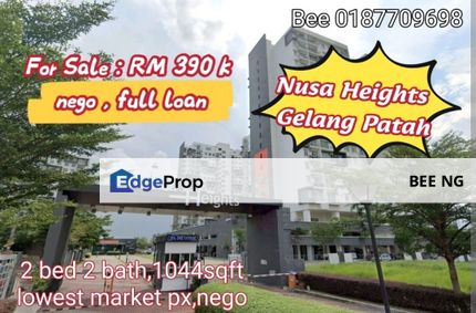 Nusa Heights Apartment Gelang Patah 2bed 1044sqft lowest market price, Johor, Gelang Patah