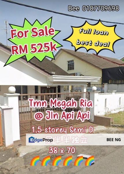 Taman Megah Ria Jalan Api Api Masai 1.5 storey Semi D Lowest Full Loan , Johor, Masai