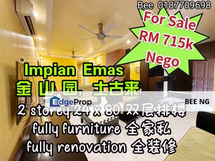 Taman Impian Emas Skudai 2 Storey 24x80 fully renovated fully furnished Negotiate  , Johor, Skudai