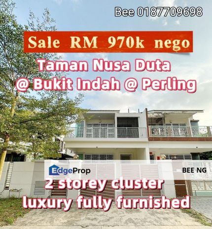 Taman Nusa Duta 2 Storey Cluster 32x70 Fully Furnished Lowest Nego , Johor, Johor Bahru