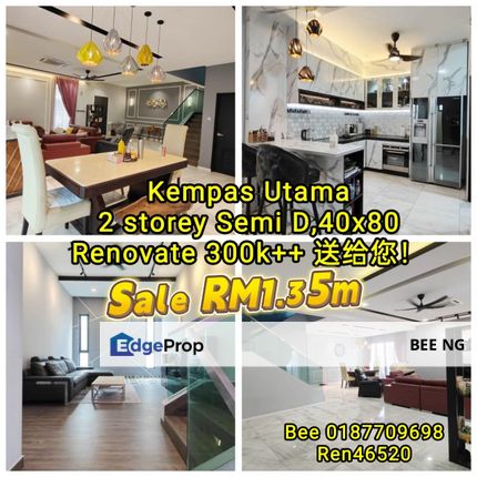 Viscosa @ Kempas Utama 2 Storey Semi D 40x80 Renovate 300k , Johor, Johor Bahru