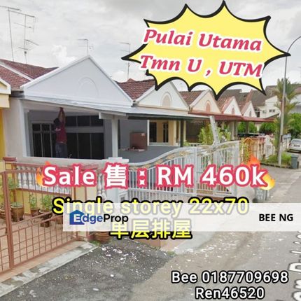 Taman Pulai Utama Single Storey 22x70 Hot Locate Near Tmn U , UTM, Johor, Skudai