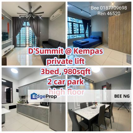 D'Summit @ Kempas High Floor Private Lift 3bed Full Loan , Johor, Johor Bahru