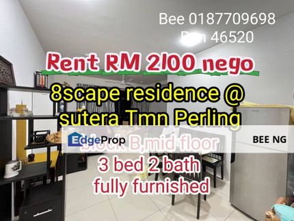 8scape Residences Taman Sutera @ Perling 3 Bed Fully Furnished , Johor, Johor Bahru