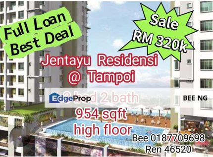 Jentayu Residency @ Tampoi 3 bed lower market price Full Loan High Floor , Johor, Tampoi