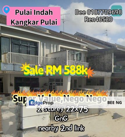 Pulai Indah Kangkar Pulai 2 Storey 22x75 lower price n nego nearby 2nd link , Johor, Kangkar Pulai