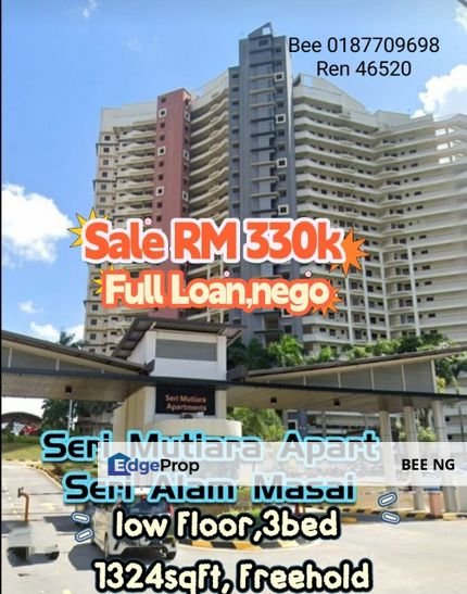 Seri Mutiara Apartment 3bed Full Loan Best Deal @ Seri Alam Masai , Johor, Masai