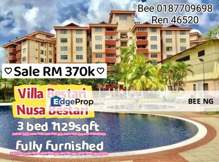 Villa Bestari Apartment Nusa Bestari Skudai 3bed Fully furnished Full Loan , Johor, Skudai