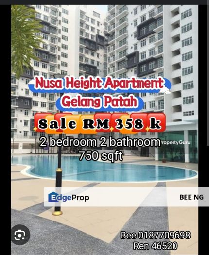 Nusa Height Apartment Gelang Patah Full Loan 2bedroom Lower Price , Johor, Gelang Patah