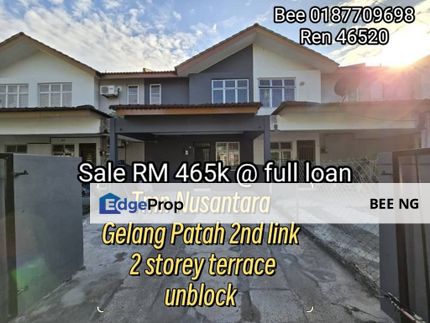 Gelang Patah Taman Nusantara 2nd link 2 Storey Med Cost Unblock - Full Loan , Kedah, Alor Setar