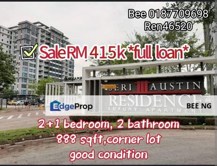 Seri Austin Residence 3bed 888sqft Full Loan Lower Price - apartment for sale , Johor, Johor Bahru