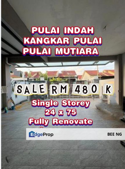 Taman Pulai Indah ,Pulai Mutiara ,Kangkar Pulai Extra Large 24x75 Single Storey Fully Renovated For Sale , Johor, Kangkar Pulai