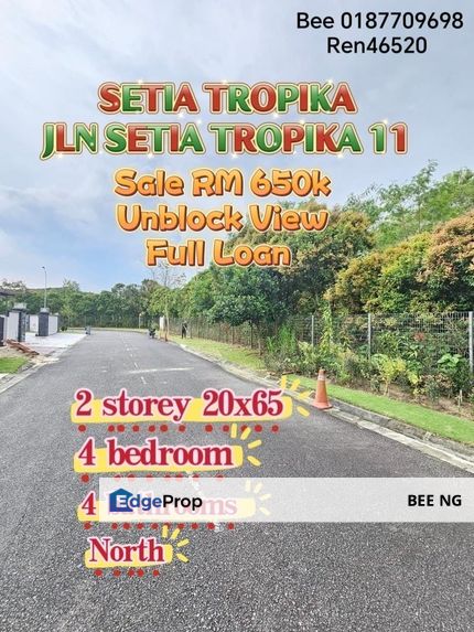 Setia Tropika Jalan Setia Tropika 11 , Unblock View 2 Storey Terrace 20x65 Full Loan , Johor, Johor Bahru