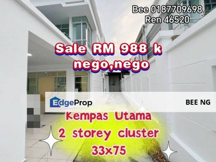 Taman Kempas Utama 2 Storey Cluster Full Loan Price Nego Nego, Johor, Johor Bahru