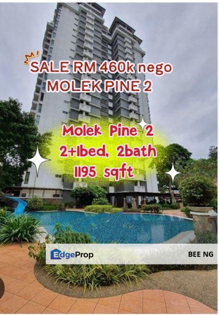 Molek Pine 2 Apartment 2+1bed 1195sqft for sale , Johor, Johor Bahru