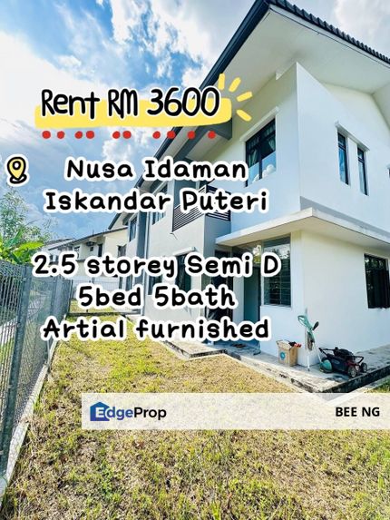 Nusa Idaman Isakandar Puteri 2.5 storey Semi D 80% furnished For Rent , Johor, Nusajaya