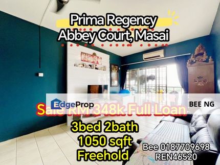 Prima Regency Abbey Court 3bed Below Market Price Full Loan , Johor, Masai