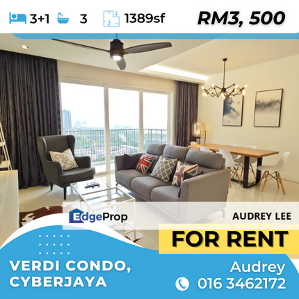 Verdi 1389sf full furnished for rent!, Selangor, Cyberjaya