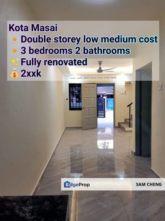 JB 2549 Kota Masai Low Medium Cost for Sale RM280,000 By SAM CHENG