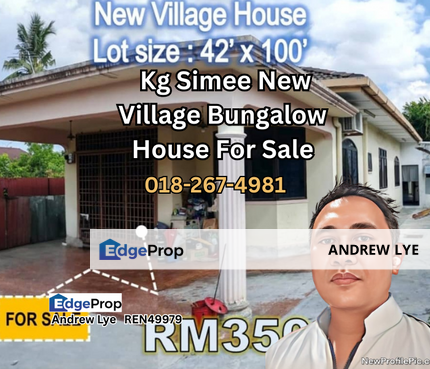 Kampung Simee New Village Bungalow House For Sale , Perak, Ipoh