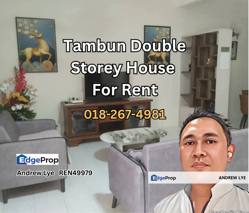 Tambun Double Storey House Fully Furnished For Rent, Perak, Kinta