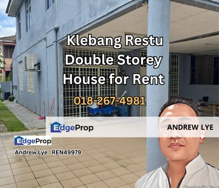 Klebang Restu Double Storey House for Rent, Perak, Ipoh