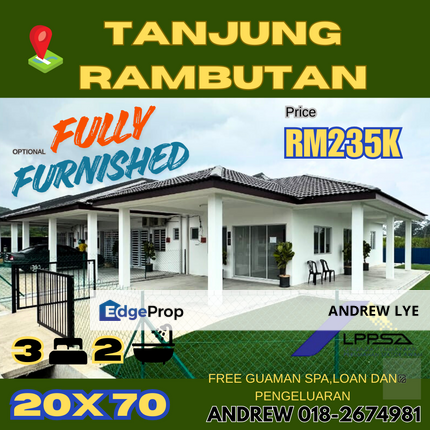 Tanjung Rambutan Rumah Baru Satu Tingkat Taman Kinding untuk Dijual , Perak, Kinta