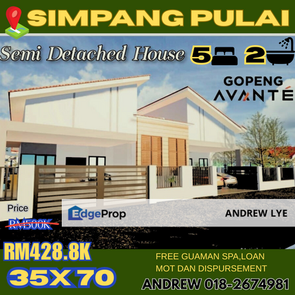 SIMPANG PULAI-GOPENG SINGLE STOREY SEMI DETACHED NEW HOUSE FOR SALE , Perak, Ipoh
