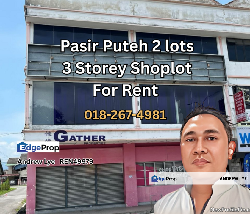 Pasir Puteh 2 units Adjoining 3 Storey Shoplots for Rent, Perak, Ipoh