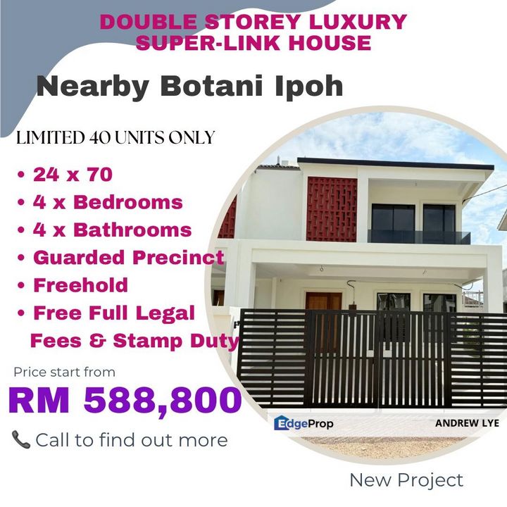 Pulai Height @Botani Double Storey Super Link House New For Sale , Perak, Ipoh