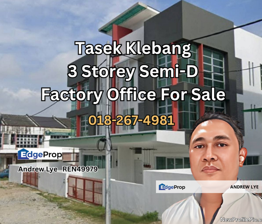 Tasek Klebang 3 Storey Semi Detached Factory Office for Sale, Perak, Ipoh