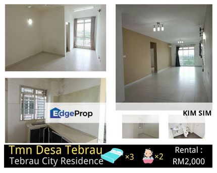 Tebrau City Residence 3 Bedroom Apartment For Rent, Johor, Johor Bahru
