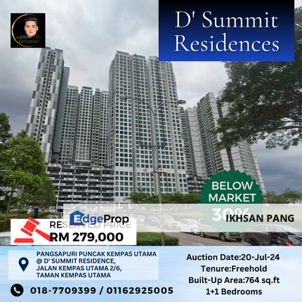 D'Summit Residences - 1+1 Bedrooms, Johor, Johor Bahru