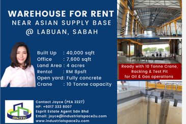 Warehouse with Fully Concrete Open Yard at Labuan