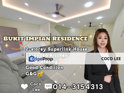 Bukit Impian Residence @ Good Condition & New Painting 2-storey Superlink House, Johor, Johor Bahru