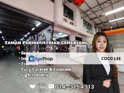 Taman Perindustrian Cemerlang @ Full Extended & Covered Semi-D Factory, Johor, Ulu Tiram