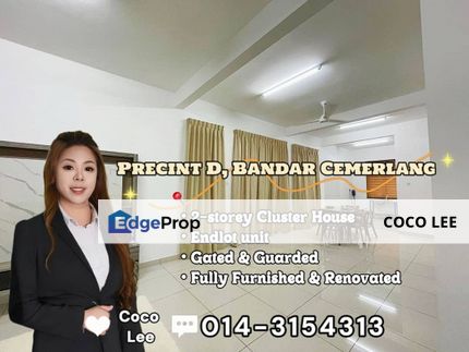 Bandar Cemerlang Precint D, Ulu Tiram @ End Lot 2-storey Cluster House, Johor, Ulu Tiram