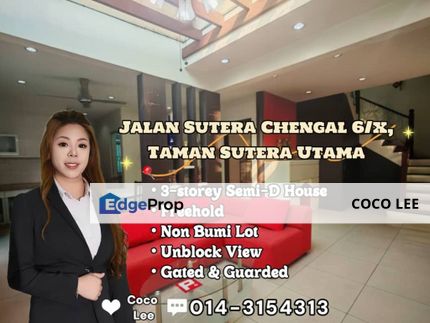 Taman Sutera Utama @ Unblock View 3-storey Semi-D House, Johor, Skudai