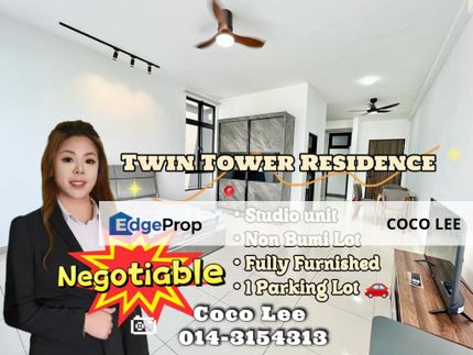 Twin Tower Residence @ Fully Furnished Studio unit, Johor, Johor Bahru