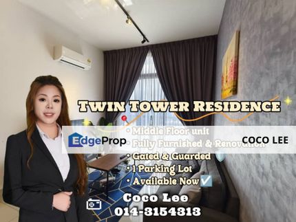 Twin Tower Residence @ Fully Furnished Renovated Middle Floor unit, Johor, Johor Bahru