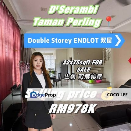 Dserambi Taman Perling Double Storey Endlot , Johor, Johor Bahru