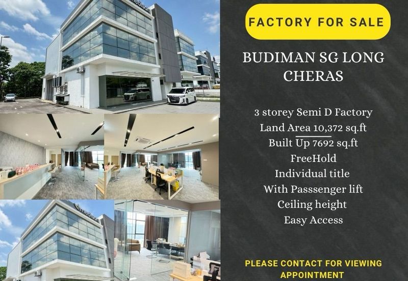 Budiman Sg Long Cheras  3 Storey Factory For Sale  