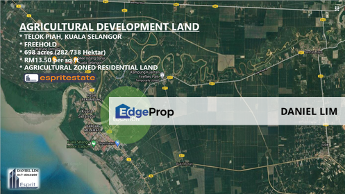 农业地出售 698 acres AGRICULTURE LAND, Selangor, Kuala Selangor