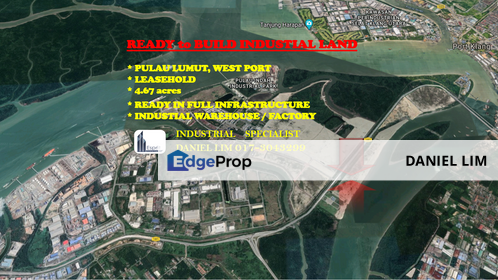 中,轻工业地出售 4.67ac INDUSTRIAL LAND, Selangor, Pulau Indah (Pulau Lumut)